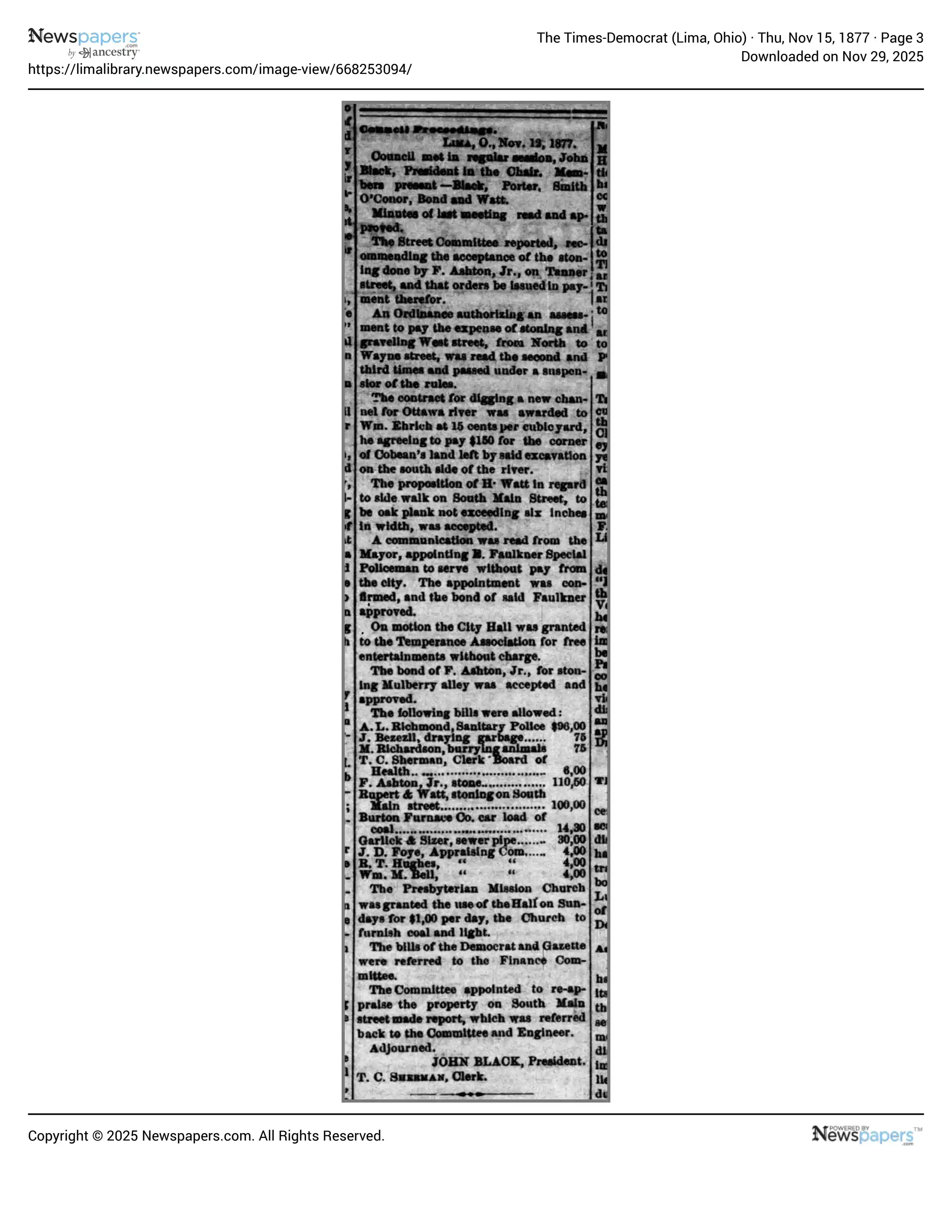 The Times Democrat 1877-11-15 Page 3, Rupert & Watt South Main Street Stoning